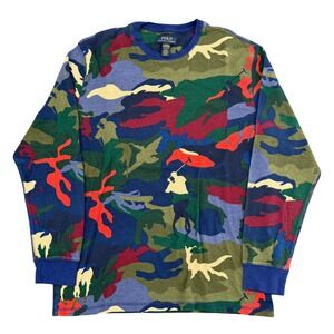 Polo Ralph Lauren Mens Multicolor Camo Graphic Long Sleeve Thermal Shirt XL